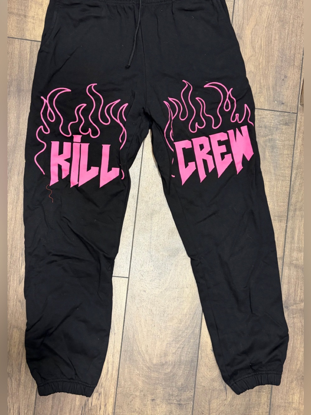 Kill Crew Black Joggers with Pink Flame Logo